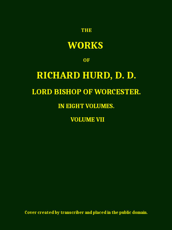 Richard Hurd'ün Eserleri, Cilt 7 (8'in) kapak